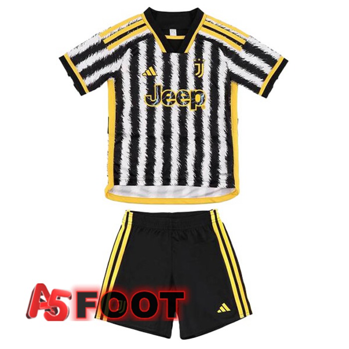 Maillot de Foot Juventus Enfant Domicile Noir Blanc 2023/2024